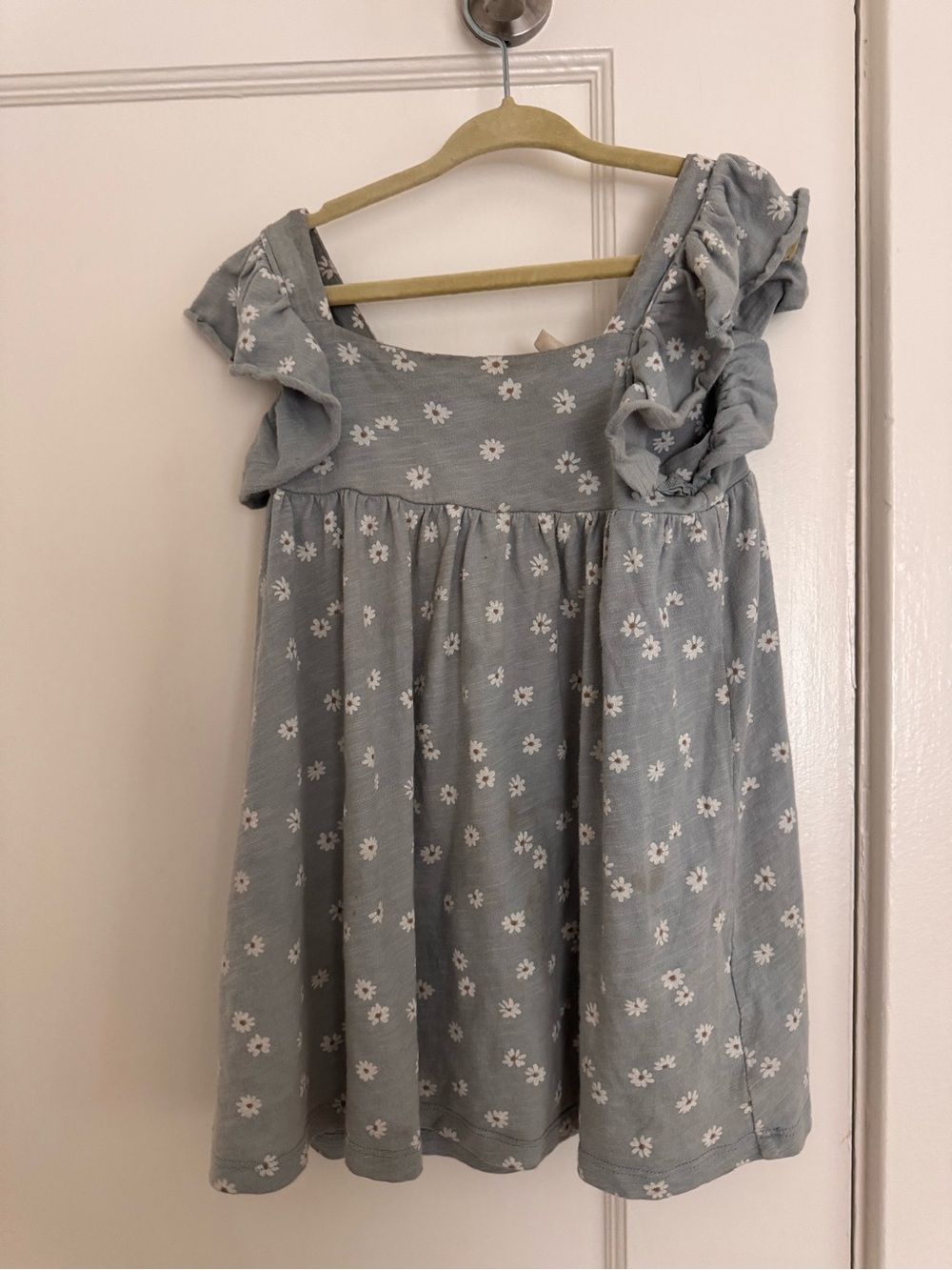 Rylee + Cru Girl's Blue Floral Ruffle-Sleeve Dress